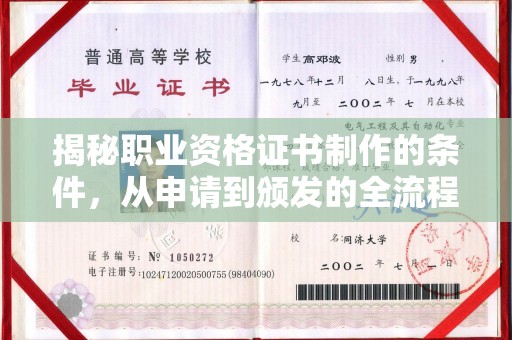 大城揭秘职业资格证书制作的条件，从申请到颁发的全流程解析
